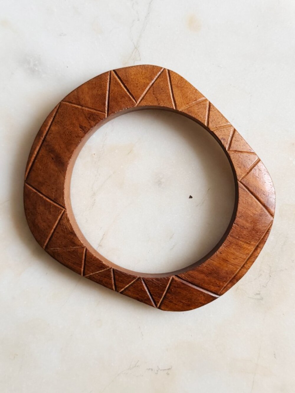 Vintage Carved Wood Asymmetric Bangle Like New